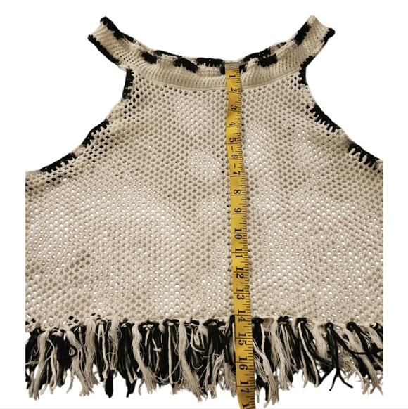 Hand Crafted Pointelle Mesh Cover-up Hand Knit Crochet Ombre Black White Cotton - Picture 17 of 17